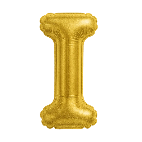 KIWI PARTY "I" ALPHABET/LETTER GOLDEN FOIL BALLOON 16 INCH