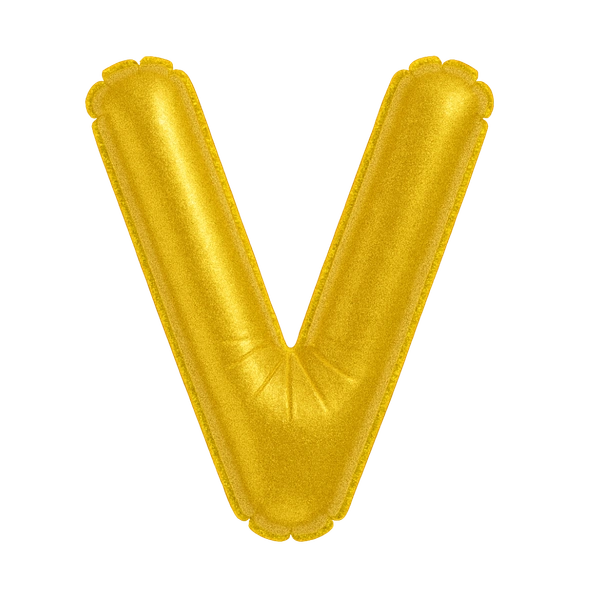 KIWI PARTY "V" ALPHABET/LETTER GOLDEN FOIL BALLOON 16 INCH