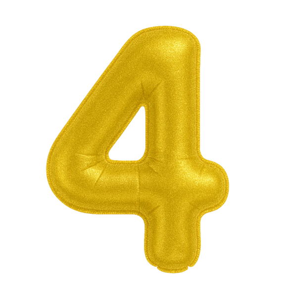 KIWI PARTY "4" NUMBER GOLDEN FOIL BALLOON 16 INCH