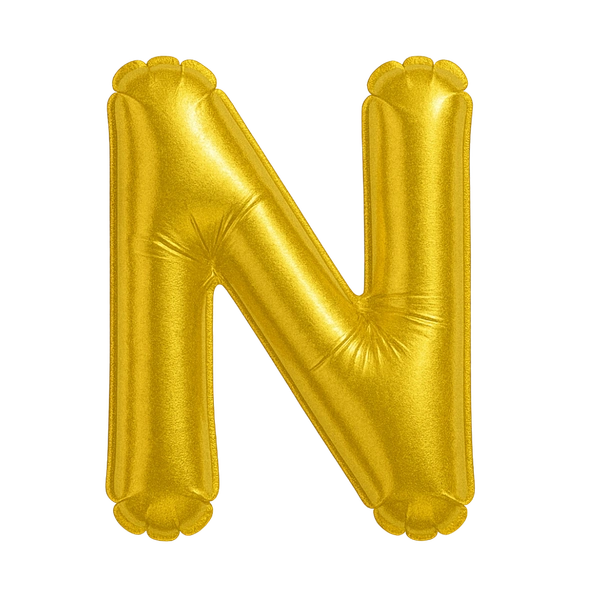 KIWI PARTY "N" ALPHABET/LETTER GOLDEN FOIL BALLOON 16 INCH