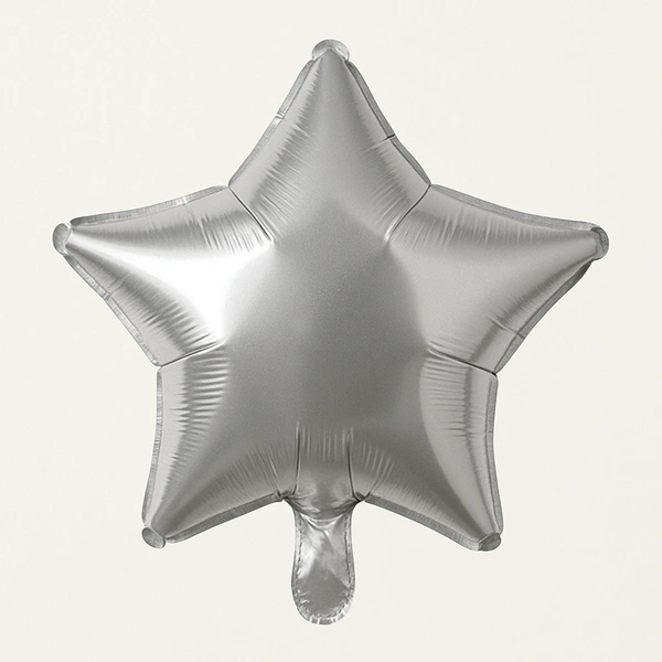 KIWI PARTY SILVER  Star Foil Balloon –18INCH  Single Piece with Card Packaging