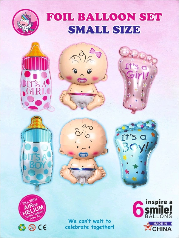 BABY SHOWER 6 PCS SET BLUE  PINK MIX COLOR