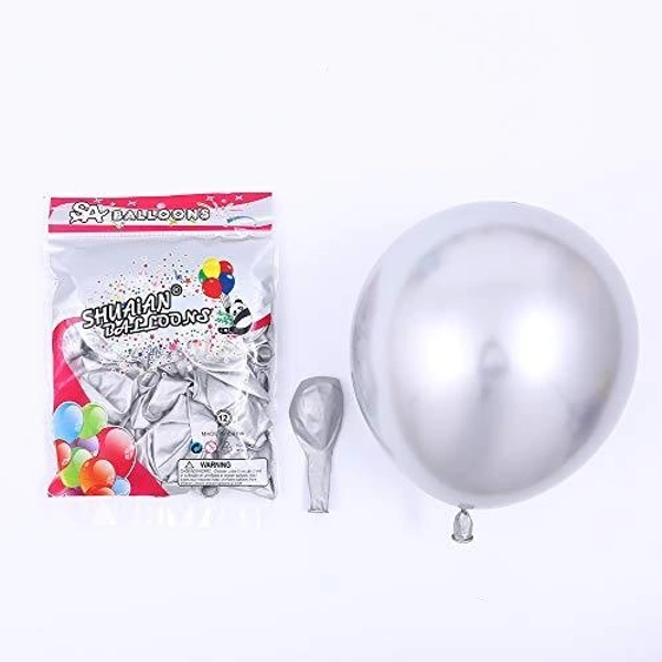 SHUAIAN BALLOONS Silver chrome Balloon 50 pcs Pack