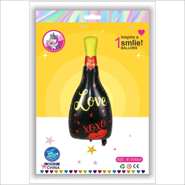 Love Theme Black  Bottle Foil Balloon 32 Inch