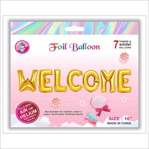 Kiwi Party  Welcome Foil Balloon Golden Color
