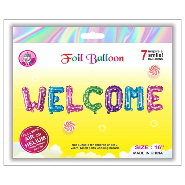 Kiwi Party  Welcome Foil Balloon Multi Color Color