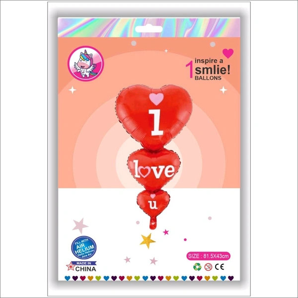 Kiwi Party  Love 3 Heart  Foil Balloon 