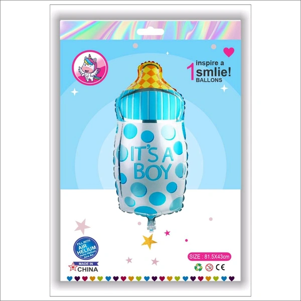 Milk Bottle Blue Foil Balloon 