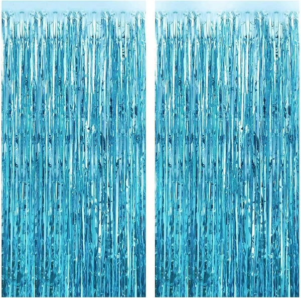 MADE IN CHINA Foil Rain Curtain (Shiny Metallic)SKY BLUE