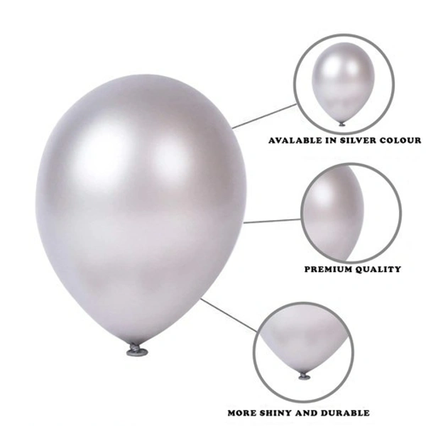 SILVER COLOUR 25 PCS  METALLIC BALLOON 