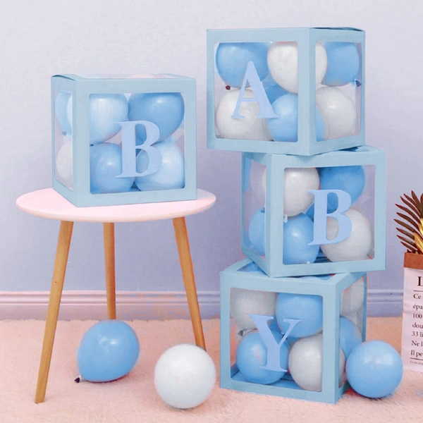KIWI PARTY Blue-2 Baby Balloon Box Set for Baby Shower, Gender Reveal & First Birthday