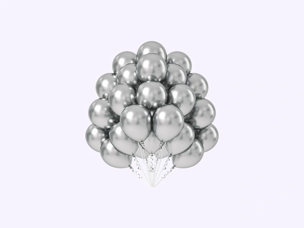 SHUAIAN BALLOONS Silver chrome Balloon 50 pcs Pack