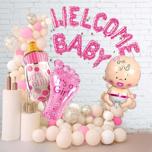 Welcome Baby Pink Foil Balloon