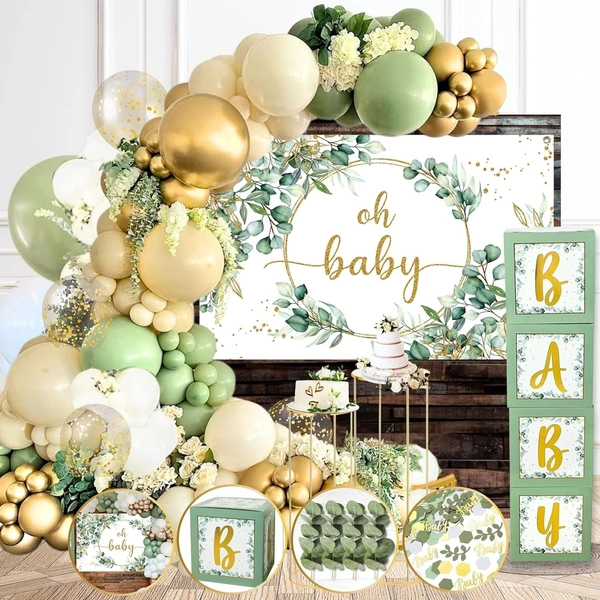 KIWI PARTY green Baby Balloon Box Set for Baby Shower, Gender Reveal & First Birthday