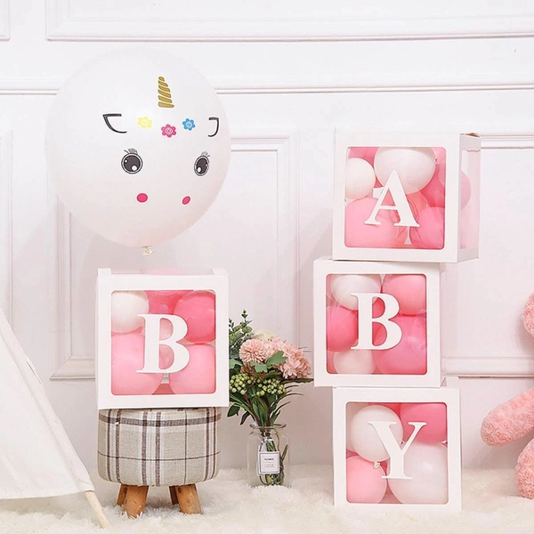 KIWI PARTY Pink-2 Baby Balloon Box Set for Baby Shower, Gender Reveal & First Birthday