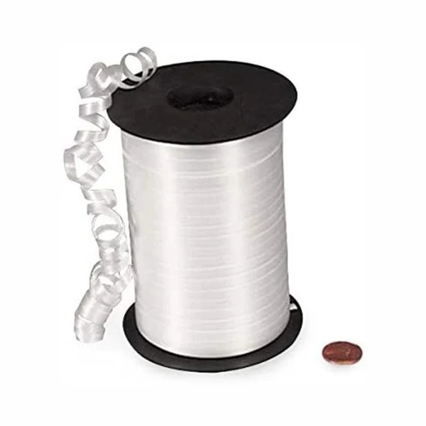 KIWI PARTY  WHITE  COLOR CURL RIBBON 10 YARD