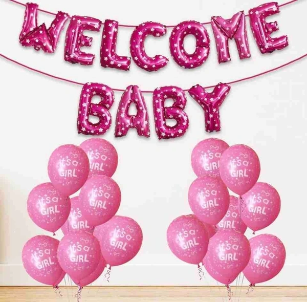 Welcome Baby Pink Foil Balloon