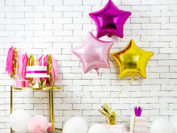KIWI PARTY Dark Pink Star Foil Balloon –18INCH  Single Piece with Card Packaging