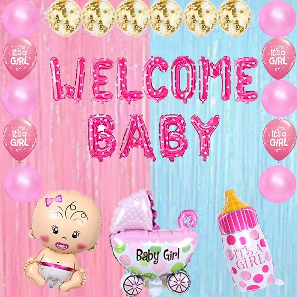 Welcome Baby Pink Foil Balloon