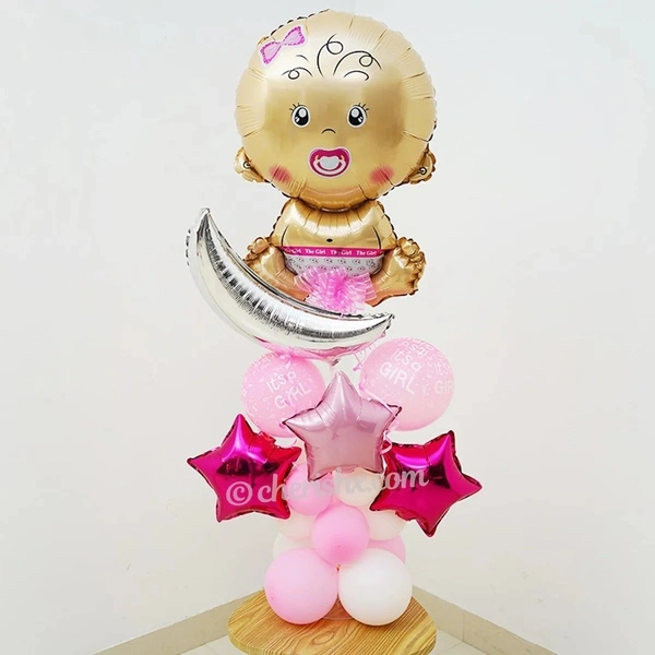 Baby Face Pink Foil Balloon