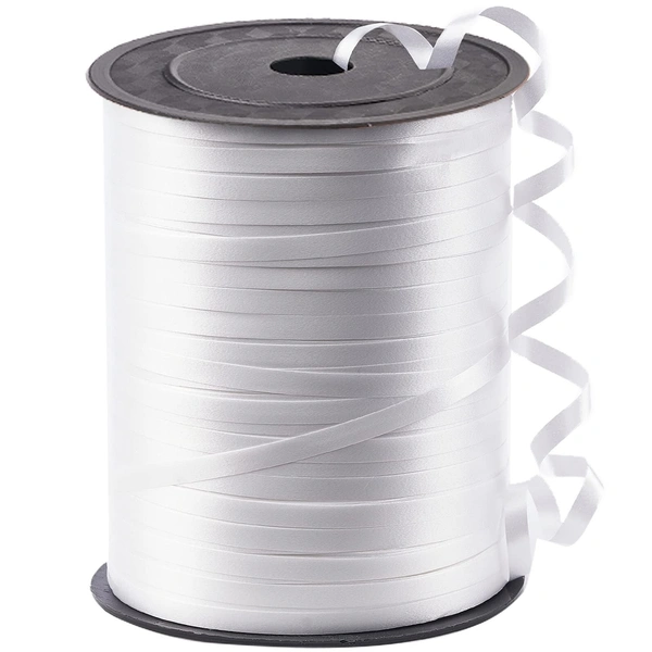 KIWI PARTY  WHITE  COLOR CURL RIBBON 10 YARD