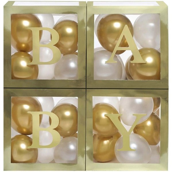 KIWI PARTY Golden Baby Balloon Box Set for Baby Shower, Gender Reveal & First Birthday
