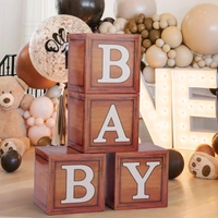 KIWI PARTY Wooden Baby Balloon Box Set for Baby Shower, Gender Reveal & First Birthday