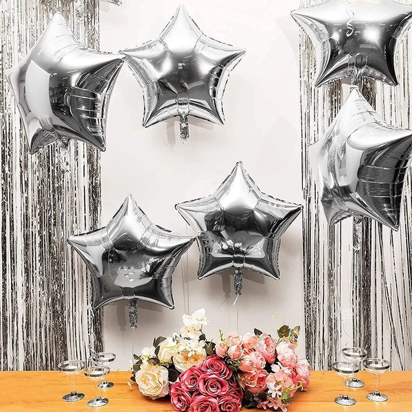 KIWI PARTY SILVER  Star Foil Balloon –18INCH  Single Piece with Card Packaging