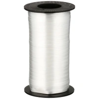 KIWI PARTY  WHITE  COLOR CURL RIBBON 10 YARD