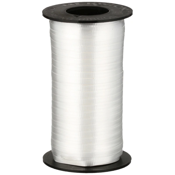 KIWI PARTY  WHITE  COLOR CURL RIBBON 10 YARD