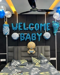 Welcome Baby Blue Foil Balloon