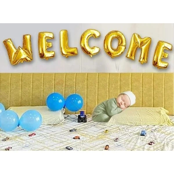 Kiwi Party  Welcome Foil Balloon Golden Color