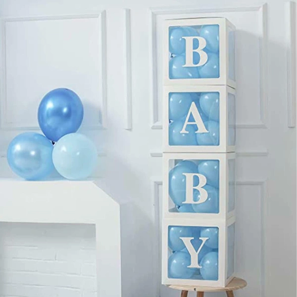KIWI PARTY Blue-2 Baby Balloon Box Set for Baby Shower, Gender Reveal & First Birthday