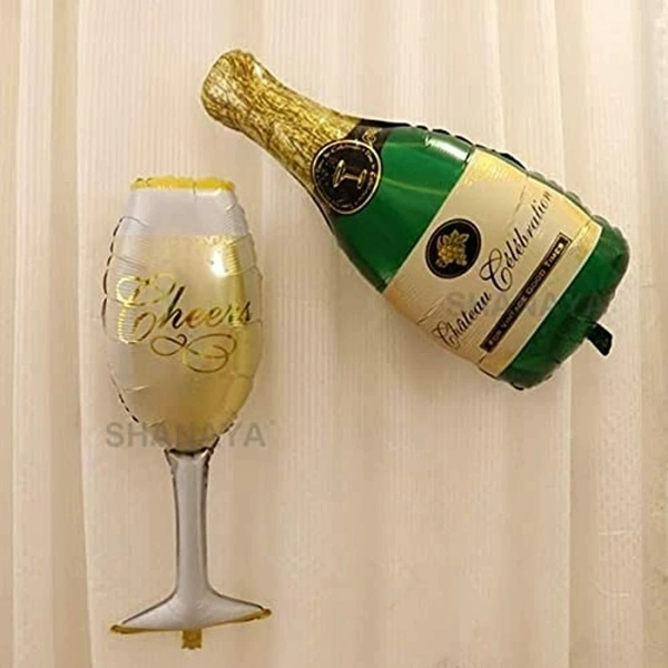 Wine Glass  Bottle Foil Balloon 32 Inch