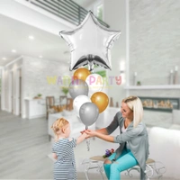 KIWI PARTY SILVER  Star Foil Balloon –18INCH  Single Piece with Card Packaging