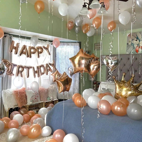 KIWI PARTY Rose Gold Star Foil Balloon –18INCH  Single Piece with Card Packaging