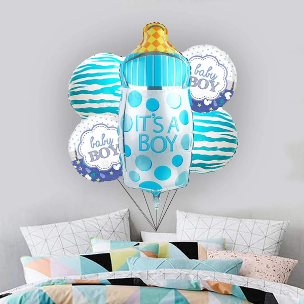 Milk Bottle Blue Foil Balloon
