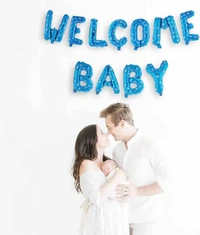 Welcome Baby Blue Foil Balloon