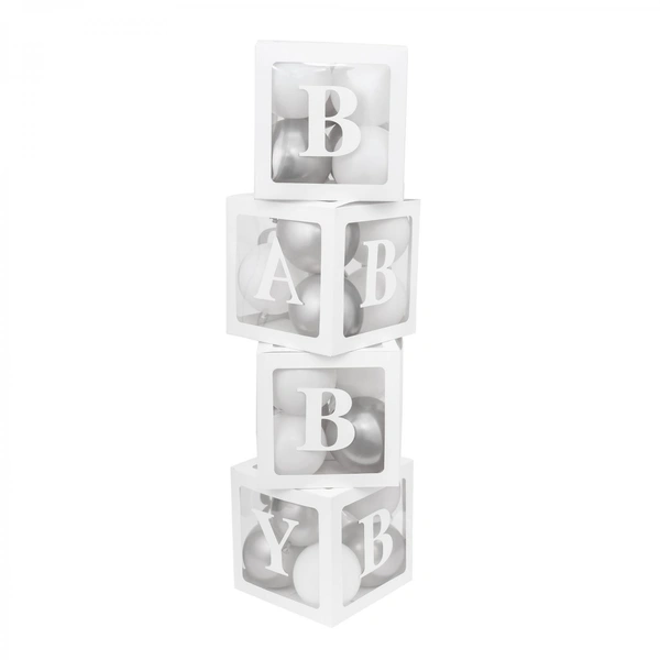 KIWI PARTY Silver Baby Balloon Box Set for Baby Shower