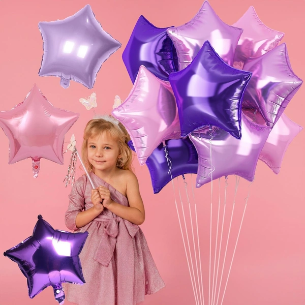 KIWI PARTY Dark Pink Star Foil Balloon –18INCH  Single Piece with Card Packaging