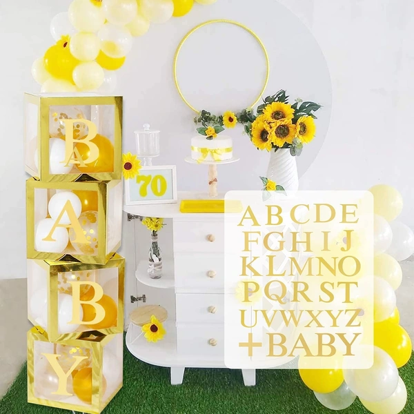 KIWI PARTY Golden Baby Balloon Box Set for Baby Shower, Gender Reveal & First Birthday