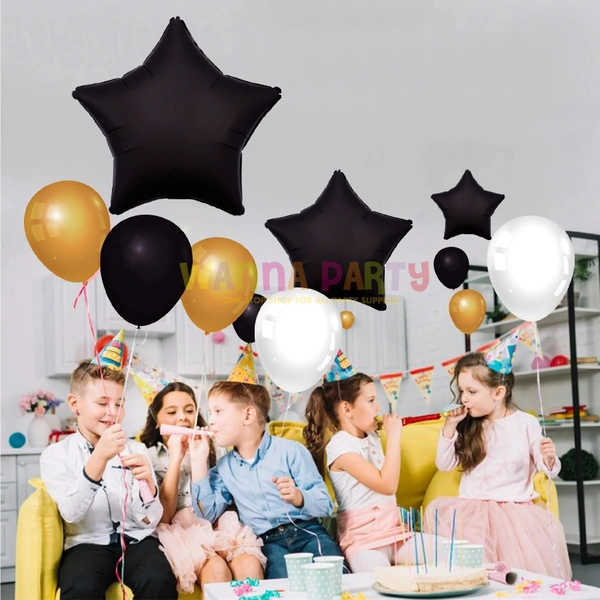 KIWI PARTY Black Star Foil Balloon –18INCH  Single Piece with Card Packaging