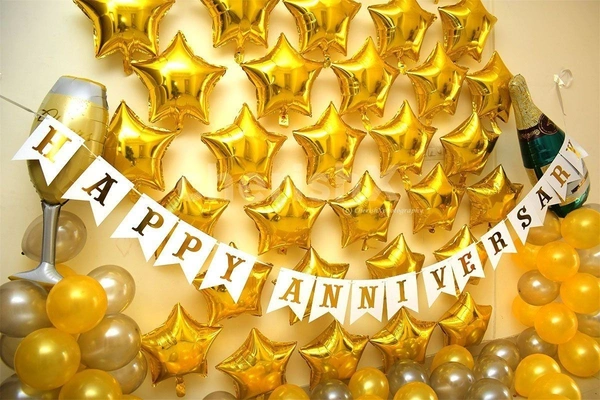 KIWI PARTY GOLDEN Star Foil Balloon –18INCH  Single Piece with Card Packaging