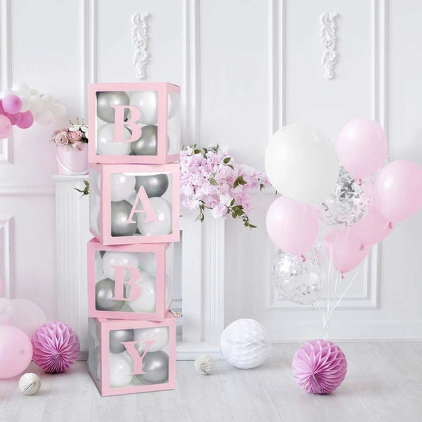 KIWI PARTY Pink-2 Baby Balloon Box Set for Baby Shower, Gender Reveal & First Birthday