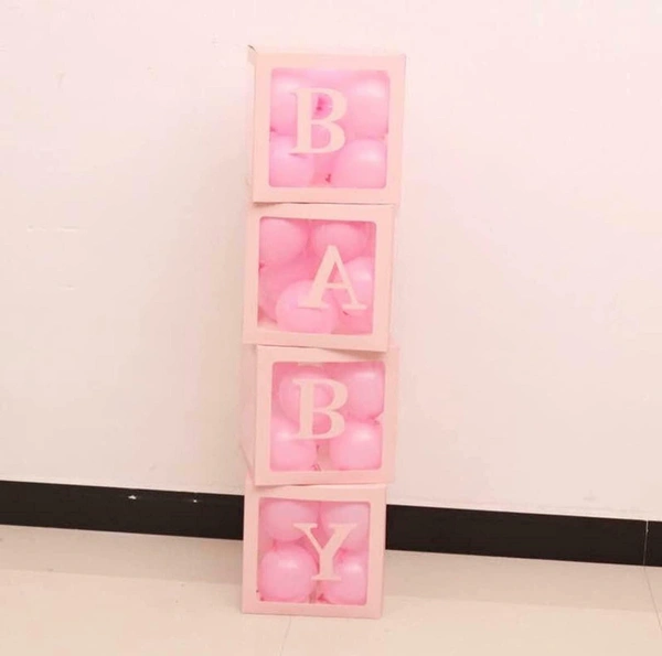 KIWI PARTY Pink-2 Baby Balloon Box Set for Baby Shower, Gender Reveal & First Birthday