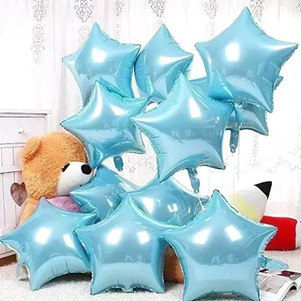 KIWI PARTY Sky Blue Star Foil Balloon –18INCH  Single Piece with Card Packaging
