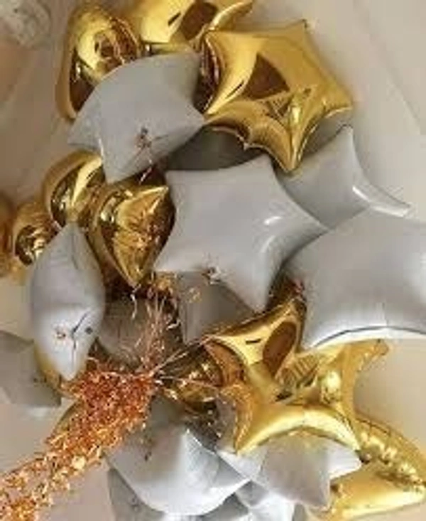 KIWI PARTY White Star Foil Balloon –18INCH  Single Piece with Card Packaging