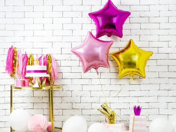 KIWI PARTY Light Pink  Star Foil Balloon –18INCH  Single Piece with Card Packaging