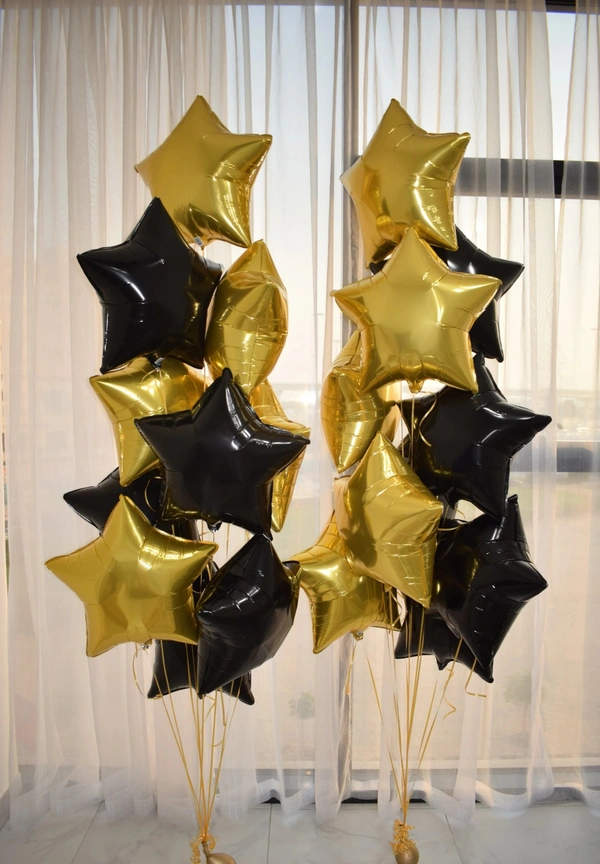 KIWI PARTY Black Star Foil Balloon –18INCH  Single Piece with Card Packaging