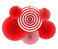 PAPER FAN BLUE COLOUR 6 PCS SET